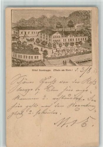 Thale Vorläufer 1887 Privatganzsache Hotel Rosstrappe