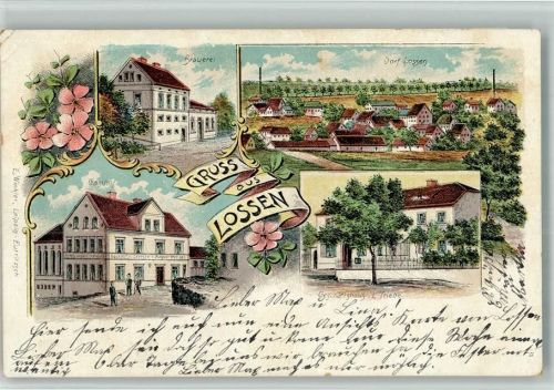 Lossen 1903 Brauerei Gasthaus Geschäftshaus L. Triebe Lithographie