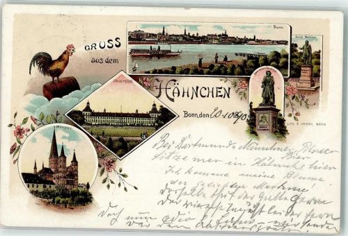 Bonn 1903 Hahn Faß Münster Universität Beethoven-Denkmal Arno-Denkmal