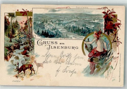 Ilsenburg 1900 Ilsefälle Hirsch Lyraspielerin