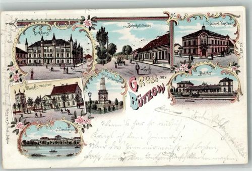 Bützow 1898 Dreibergen Bahnhofstrasse Rathaus Kaiserl. Post Bahnof