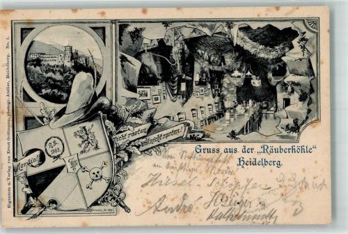 Heidelberg 1898 Gasthaus Räuberhöhle Schloss