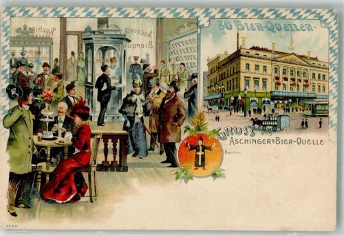 Kreuzberg 1900 Gasthaus Aschinger's Bierquelle Gaststube Wappen Münchner Kindl