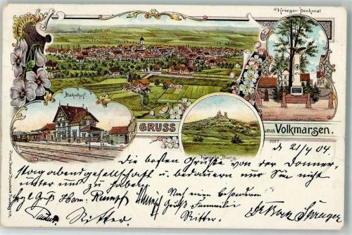 Volkmarsen 1904 Krieger-Denkmal Bahnhof Kugels Burg