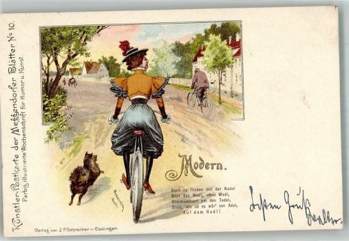 1898 Nr. 10 Frau auf einem Fahrrad + Adelskorrespondenz