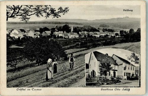 Kröftel Feldberg Bauern bei der Feldarbeit Gasthaus Otto Schütz