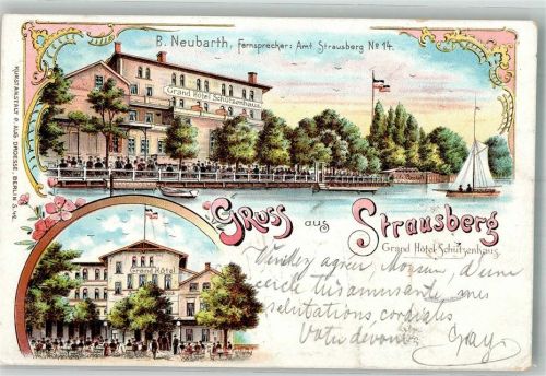 Strausberg 1899 Grand-Hotel Schützenhaus Gartenwirtschaft Bahnpost Berlin-