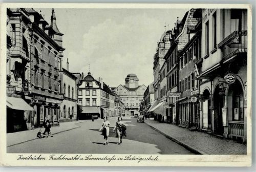 Zweibrücken Fruchtmarkt u. Lammstraße m. Ludwigschule Oldtimer