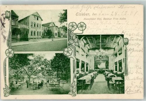 06295 O4250 Lutherstadt Eisleben 1901 - Gasthaus Mansfelder Hof Speisesaal Garten