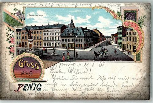 Penig 1901 Marktplatz Kriegerdenkmal