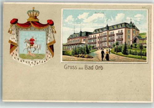 Bad Orb 1904 Stadtwappen Kurhaus Lithographie
