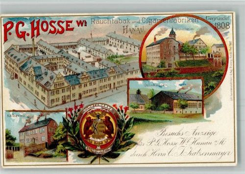 Hanau Lithographie Rauchtabak & Cigarrenfabriken P. G. Hosse Schutzmarke Vertreteranzeige