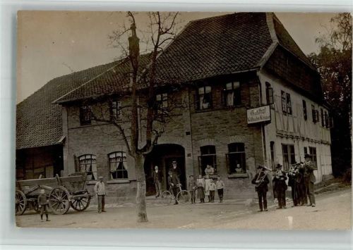 Hohenhameln Gasthaus Wilhelm Köppe Fahrrad Musiker Ort handschriftlich Privatfoto AK