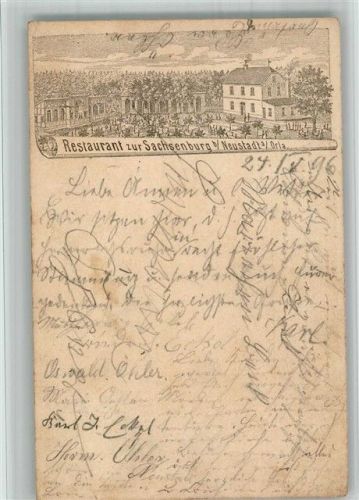 Neustadt 1896 Vorläufer Druck 1880 - 1889 Gasthaus zur Sachsenburg Lithographie