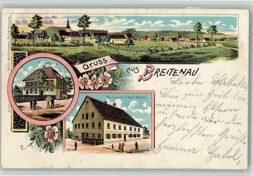 Breitenau Pfarrhaus Brauerei Karl Köhler Lithographie