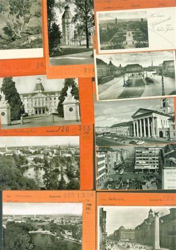 Karlsruhe Lot mit 25 AK Musterkarten Original aus Metzarchiv Bestellvorgänge und Auflagenzahlen