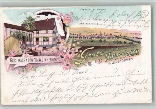 Unterrieden 1901 Lithographie Gasthaus zum Löwen