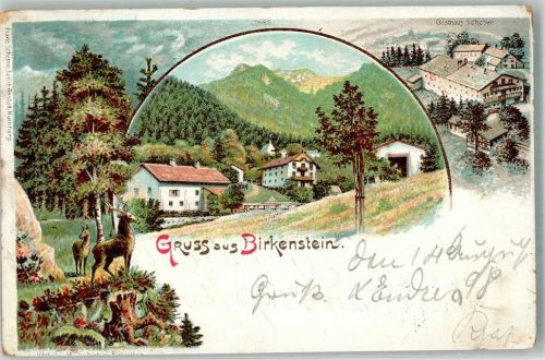 Birkenstein 1898 Hirsch Hirschkuh Gasthaus Schober