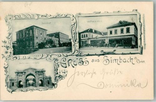 Simbach 1898 Bahnof Kaufhaus Stolz Innbrücken-Portal