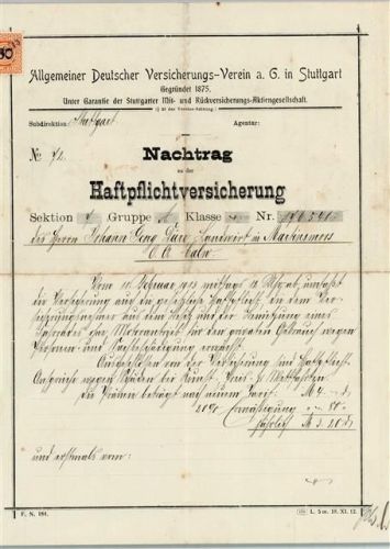 Stuttgart Haftpflichtversicherung von 1913 Allgemeiner Deutscher Versicherungs-Verein