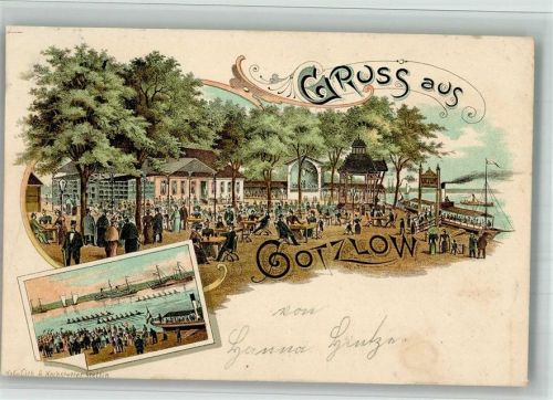 Gotzlow 1900 Hafen Regatta Gasthaus Lithographie
