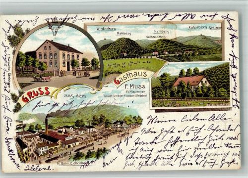 Schieder 1903 Lithographie Gasthaus Muss Forsthaus Winterberg Rehberg Hainberg