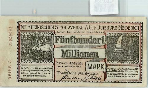 Meiderich Fünfhundert Millionen Mark Rheinische Stahlwerke