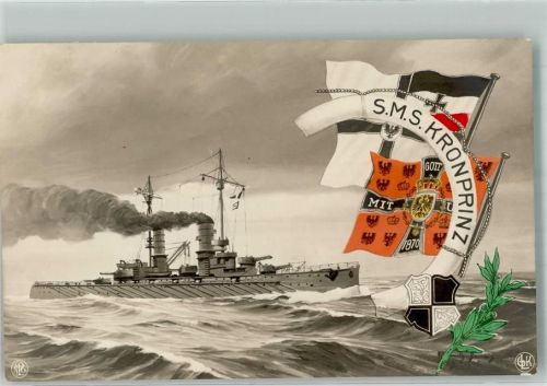 SMS Kronprinz Fahnen Wappen Verlag Gebr. Lempe Serie 1241 Nr. 80