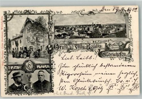 Bad Wörishofen 1902 Villa Rosalia Portraits Dr. Baumgarten und Prälat Kneipp