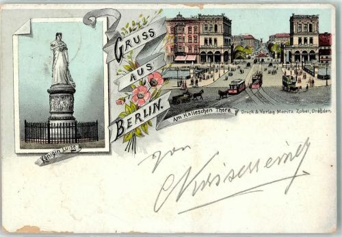 Kreuzberg 1894 Vorläufer Denkmal Königin Luise Am Halleschen Thore Pferdestraßenbahn