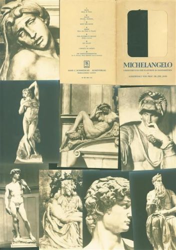 Lot mit 22 AK und 8 Fotos im Originalumschlag Michelangelo Gemäde Fresken