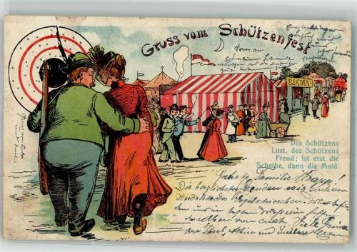 1902 Schießscheibe Schütze Festzelt Liebespaar