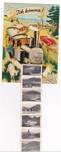Tegernsee ausziehbarer Papierstreifen Dampflokomotive Eisenbahn Wallbergbahn Rottach-Egern Bad Wiessee Gmund