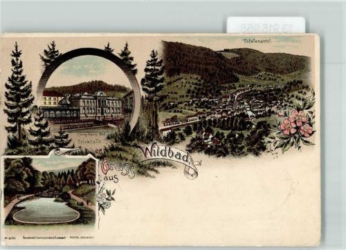 Bad Wildbad 1898 Lithographie König Karls-Bad Trinkhalle