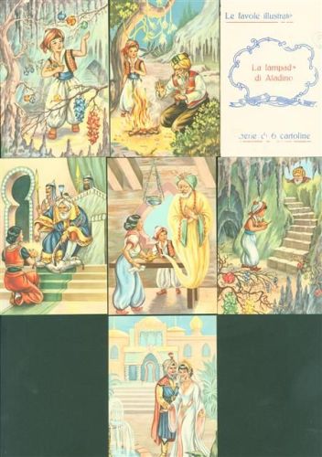Lot mit 6 AK Originalumschlag Aladins Wunderlampe Serie Die illustrierten Märchen