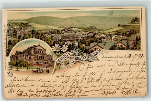 Bad Schwalbach 1898 Lithographie Kurhaus Ottmar Zieher
