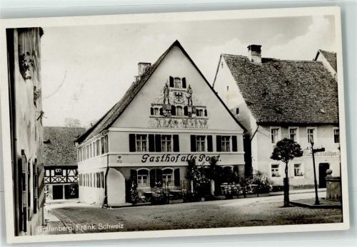 Grafenberg Gasthaus Alte Post Lüftlmalerei Emailleschild