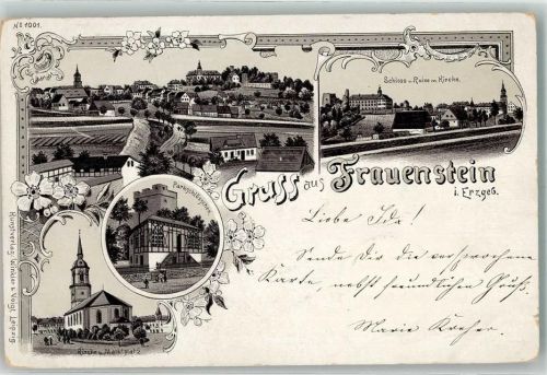 Frauenstein 1897 Parkschlößchen Schloß Ruine