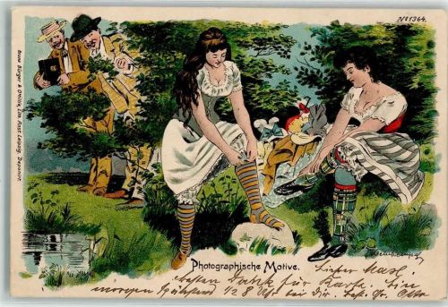 Nr. 1364 Erotik Voyeure Fotoapparat Bürger Bruno 1899 Lithographie