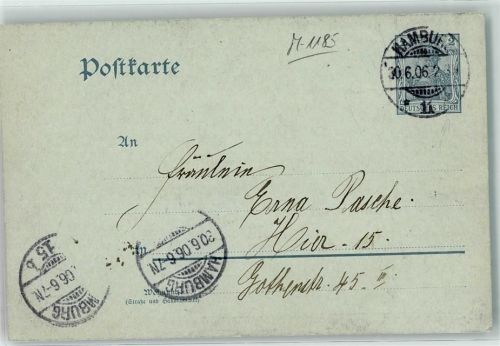 Hamburg 1906 Briefkasten Briefträger Letzte 2 Pfennig Postkarte Hummer