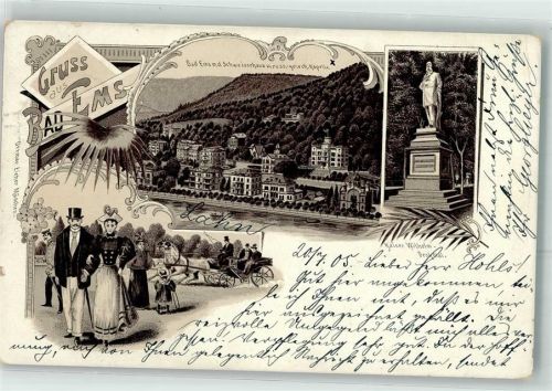 Bad Ems 1905 Schweizerhaus Kapelle Kaiser Wilhelm Denkmal Kutsche Tracht Gruss