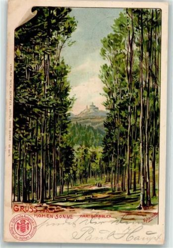 Eisenach 1904 Gruss von der hohen Sonne Wartburgblick sign. Spindler