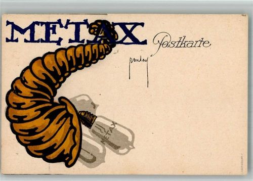 Werbung Metax Lampe sign. Ernst Deutsch-Dryden