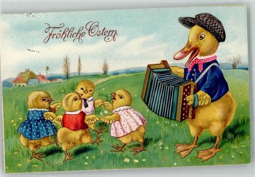 Ostern Küken vermenschlicht Amag Nr.2828 Ziehharmonika