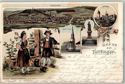 Tuttlingen 1898 Trachtenpaar Wasserbrunnen Gießkannen Schneckenburger-Denkmal Honberg