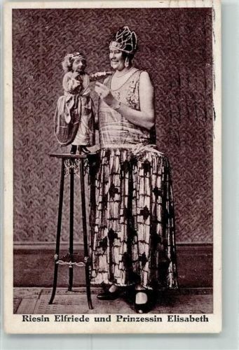 1928 Riesin Elfriede und Liliputaner Prinzessin Elisabeth AK