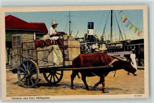 Manila Carabao and Cart Viehwagen Schiff Volkstypen Zigarette Wimpel
