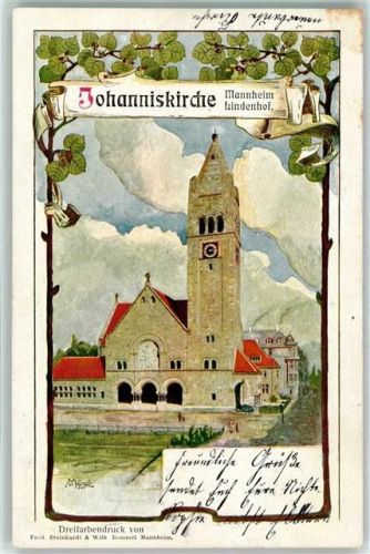 Mannheim 1904 Johanniskirche Lindenhof sign. Münch
