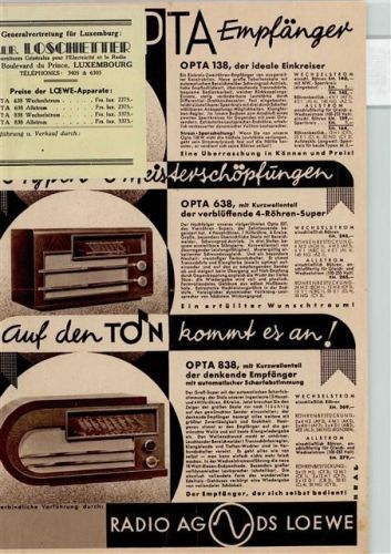Loewe Werbung für Opta-Radios