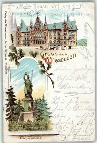 Wiesbaden 1898 Rathaus Kriegerdenkmal